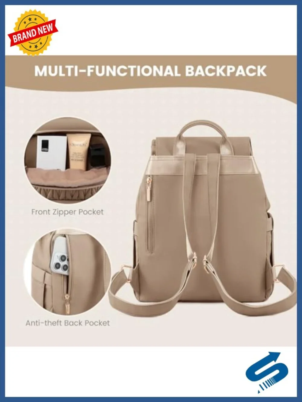Mini Backpack Purse Women Quilted Water Resistant Polyester Lightweight